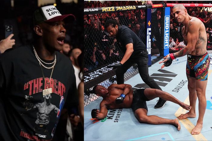At UFC 300, Israel Adesanya and Kamaru Usman were in attendance as Alex Pereira knocked out Jamahal Hill.