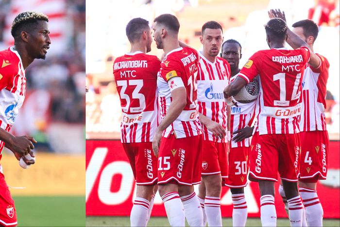 In Serbia, Super Eagles star Peter Olayinka on target for Crvena Zvezda against Zeleznicar Pancevo.