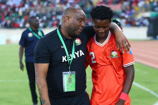 Harambee Stars coach Benni McCarthy, Manzur Okwaro