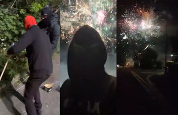 Suspected Arsenal fans set off fireworks outside Manchester City's hotel ahead of monumental Tottenham clash[VIDEO]