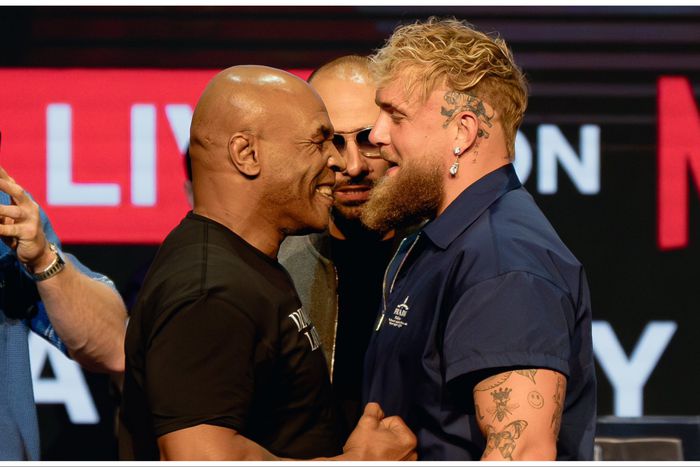 Boxing legend Mike Tyson and YouTube star Jake Paul faceoff ahead of fight in Texas.