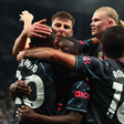 Tottenham Hotspur versus Manchester City; Erling Haaland of Manchester City celebrates with team mates after he scored from the penalty spot for 0-2 in injury time || Image credit: Imago