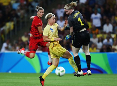 Nilla Fischer in action for Sweden women