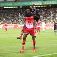 Harambee Stars captain Michael Olunga celebrates a goal during a past match.