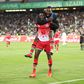 Harambee Stars captain Michael Olunga celebrates a goal during a past match.