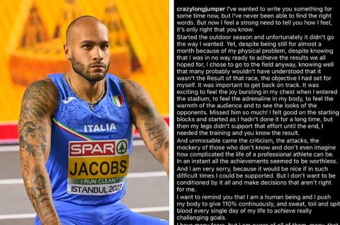 'I'm only human' - Marcell Jacobs pens emotional statement as he withdraws from European Team Championships
