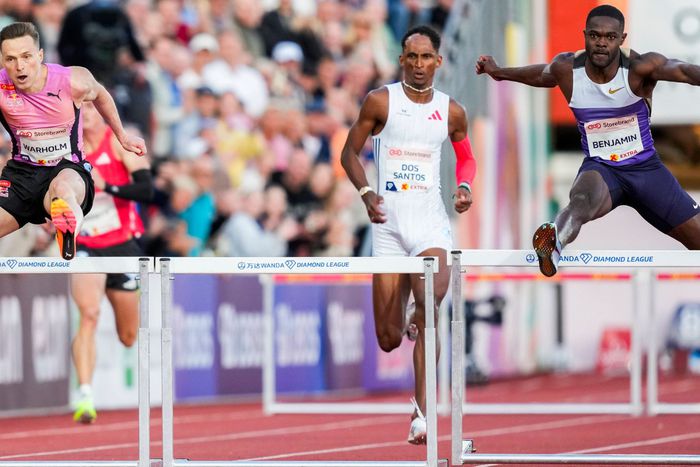 Karsten Warholm. Alison Dos Santos. Rai Benjamin.