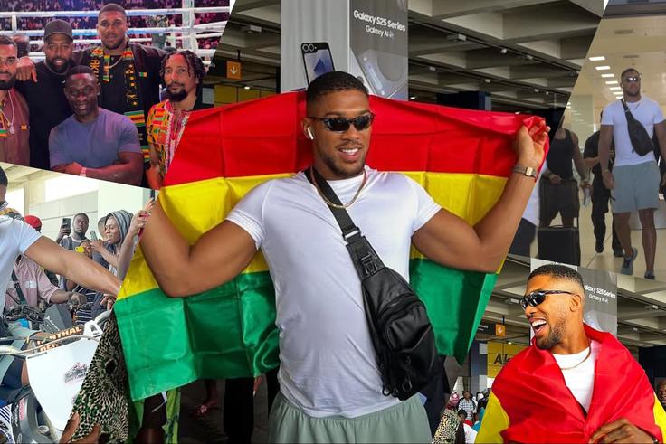 Nigerian-born boxer Anthony Joshua storms Ghana in style, welcomed by Okada riders for Battle of the Beasts.