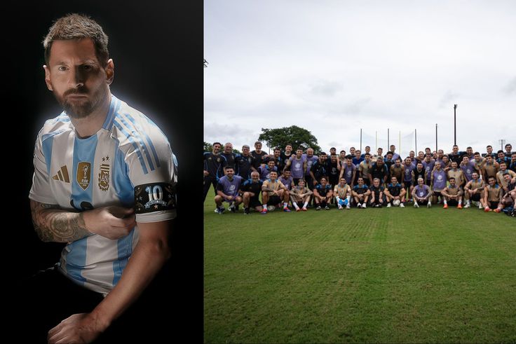 Argentina captain Lionel Messi poses with teammates as they send a warning to Colombia ahead of the 2024 Copa America final.