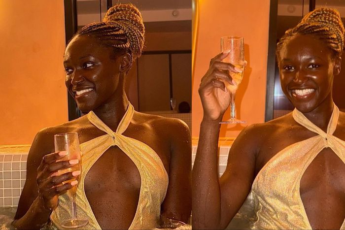 Super Falcons of Nigeria star Rinsola Babajide moves on from Olympics snub with bikini pictures.