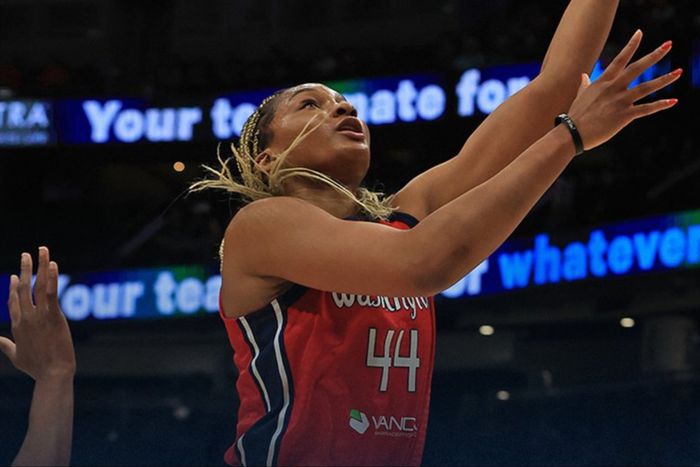 Nigerian-born Kiki Iriafen makes WNBA history with a double-double as Mystics defeat Storm.