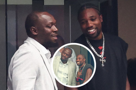 “11 Olympic medals in one photo” — Fans react as Usain Bolt and Noah Lyles meet at World Cup semifinal