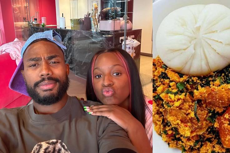 Super Eagles star Dennis, who went to Cuppy's pink home, was shown in a video making a joke about the meal (Semo) he was given, saying it didn't make sense.