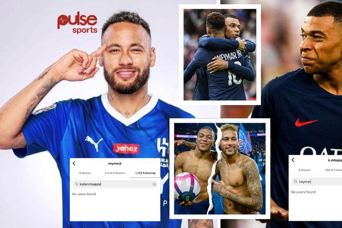 Neymar and Kylian Mbappe unfollow each other on Instagram