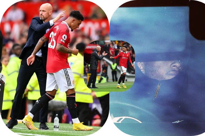 Jadon Sancho appears at Man United training ground