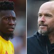 Manchester United boss Erik ten Hag and goalkeeper Andre Onana || Image via Metro UK