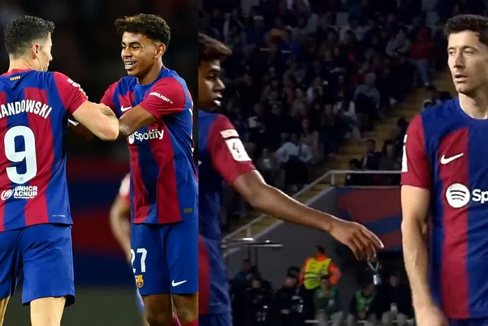 Robert Lewandowski and Lamine Yamal in action for Barcelona against Alaves || Image credit: GOAL