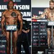Mike Tyson looks bigger than Jake Paul as they weigh in for the mega fight.