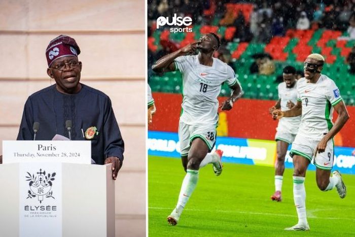 President Tinubu reacts to Nigeria vs Gabon || Image credit: Imago