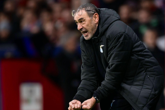Maurizio Sarri, head coach of SS Lazio, reacts during the UEFA Champions League football match between Club Atletico de Madrid and SS Lazio. || Image credit: Imago
