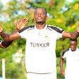Tusker FC striker Eric Kapaito celebrates a goal.