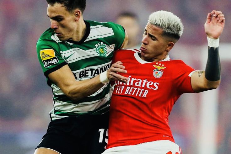 Manuel Ugarte and Enzo Fernandes tussle in the Lisbon Derby
