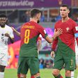 Ronaldo and Bruno Fernandes in action for Portugal