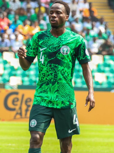 Alhassan Yusuf during his Super Eagles debut on Sunday.