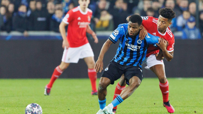 Raphael Onyedika in action for Club Brugge against Benfica