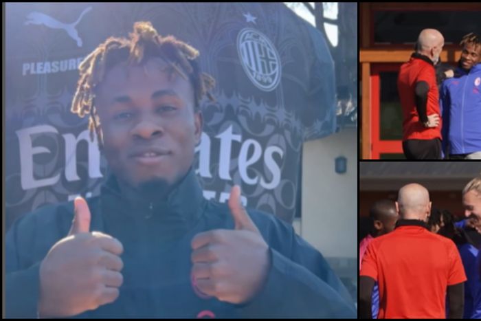 Samuel Chukwueze with his Milan teammates.