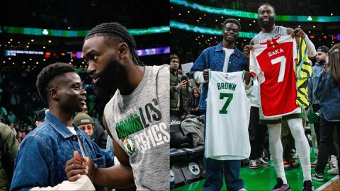 Bukayo Saka gifts Jaylen Brown Arsenal jersey as Boston Celtics beat Phoenix Suns
