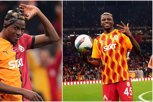 Victor Oismhen and his match ball after the game.