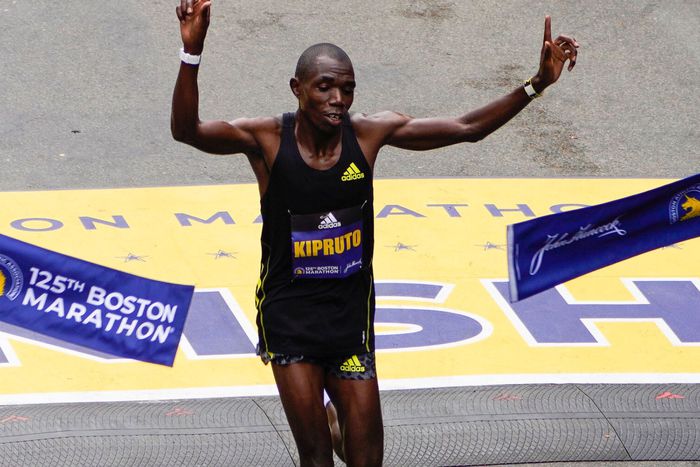 Benson Kipruto winning the 2021 Boston Marathon.
