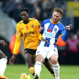 Wolverhampton Wanderers Boubacar Traore (centre) battle for the ball with Brighton and Hove Albion s Moises Caicedo (left) and Alexis Mac Allister