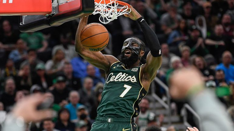 The Celtics' dominance in the first half against the Hawks was spearheaded by the duo of Jayson Tatum and Jaylen Brown.