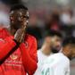 Michael Olunga with hands on his mouth after missing a chance.