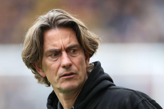 Brentford manager Thomas Frank during the Premier League match at Molineux Stadium, Wolverhampton