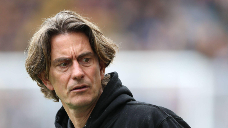 Brentford manager Thomas Frank during the Premier League match at Molineux Stadium, Wolverhampton
