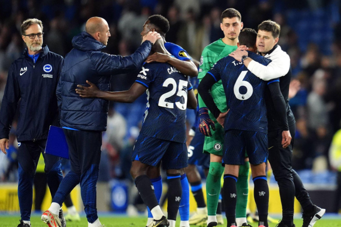 Chelsea manager Mauricio Pochettino after the Premier League match at the Amex Stadium, Brighton and Hove. || Image credit: Imago