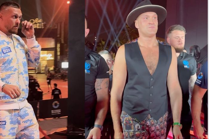 Tyson Fury emulates Undertakes as he and Oleksandr Usyk arrive in Saudi Arabia for undisputed fight.