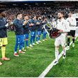 Real Madrid receive a guard of honour from their visitors Deportivo Alaves before the game.