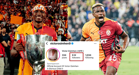 Record-breaker Victor Osimhen reaches 6 MILLION followers on Instagram after helping Galatasaray win Turkish Cup