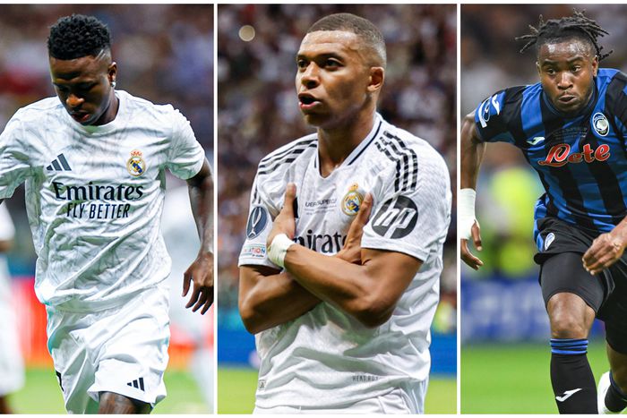 L-R: Vini Jr, Kylian Mbappe and Ademola Lookman.