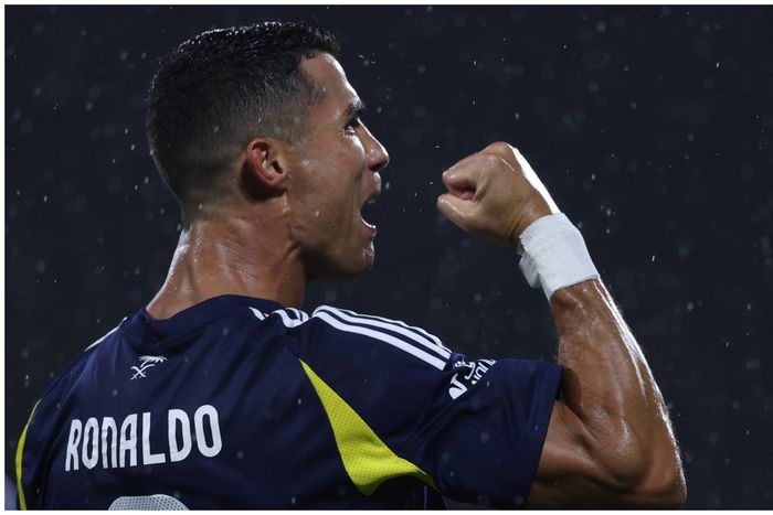 Cristiano Ronaldo celebrates for Al Nassr.