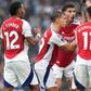 Arsenal players remiserating with referee | Football365