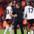 Fulham boss Marco Silva and players Alex Iwobi and Sasa Lukic | Imago