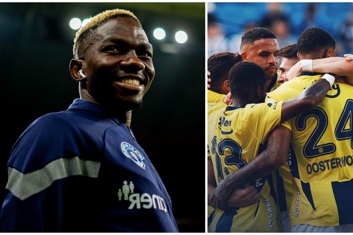 Kenneth Omerou (left) and Fenerbahce celebrate their win.