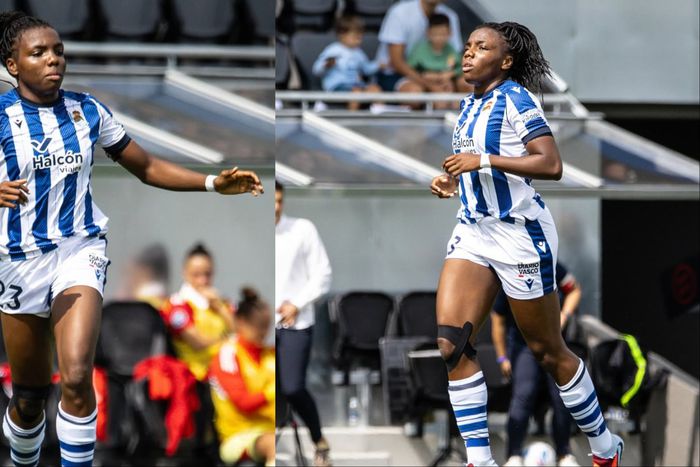 Edna Imade celebrates her 1st game for Real Sociedad in a 3-0 win against Sevilla.