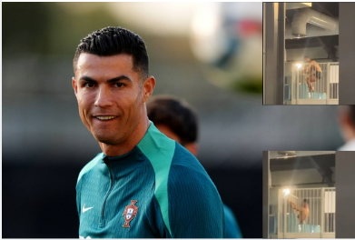 Cristiano Ronaldo enjoys himself like a child on a waterslide ahead of Scotland match