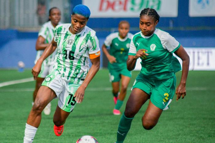 Super Falcons skipper Ajibade against Comoros. She has reassured fans she's fine after the painful injury.